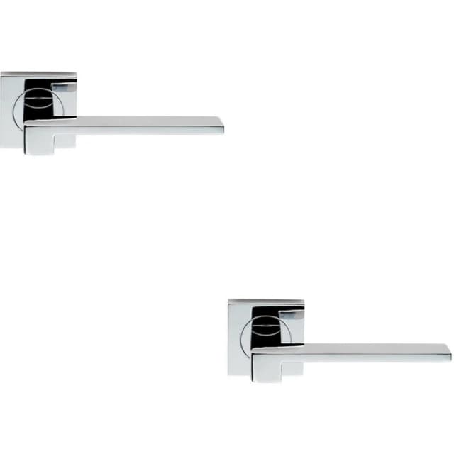 Loops 2x PAIR Flat Squared Bar Handle on Square Rose Concealed Fix Polished Chrome Multi