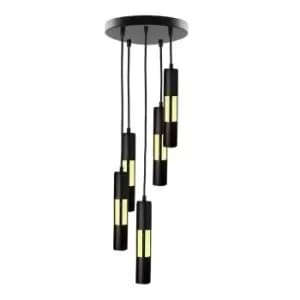Magnum Cluster Pendant Ceiling Light Black, Gold, 30cm, 5x GU10