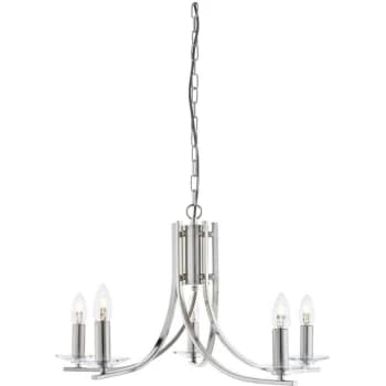 Searchlight Lighting - Searchlight Ascona - 5 Light Multi Arm Ceiling Pendant Satin Silver, Glass, E14