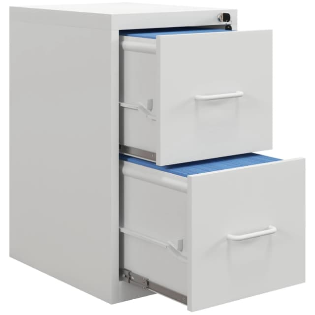HOMCOM 2 Drawer Filing Cabinet Steel File Cabinet for A4 Letter Size White 924-083V00WT