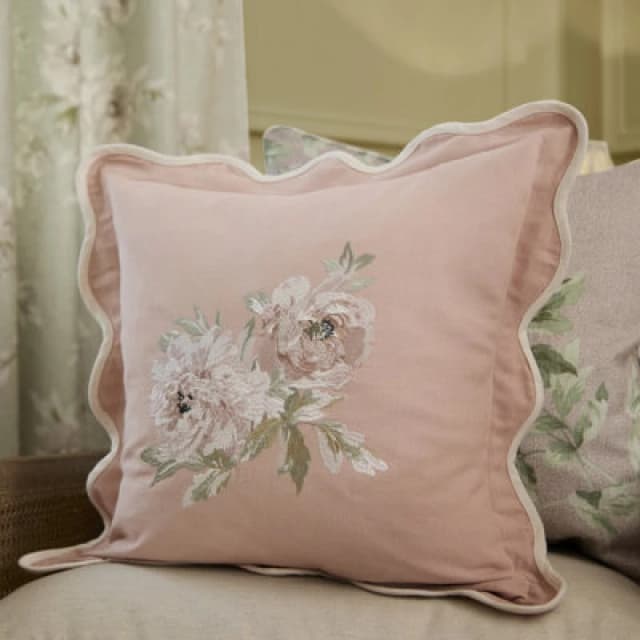 Sanderson Sanderson Adele Floral Embroidered Cushion in Light Pink Size: 45cm x 45cm Light Pink 45cm x 45cm Unisex 5025532815361