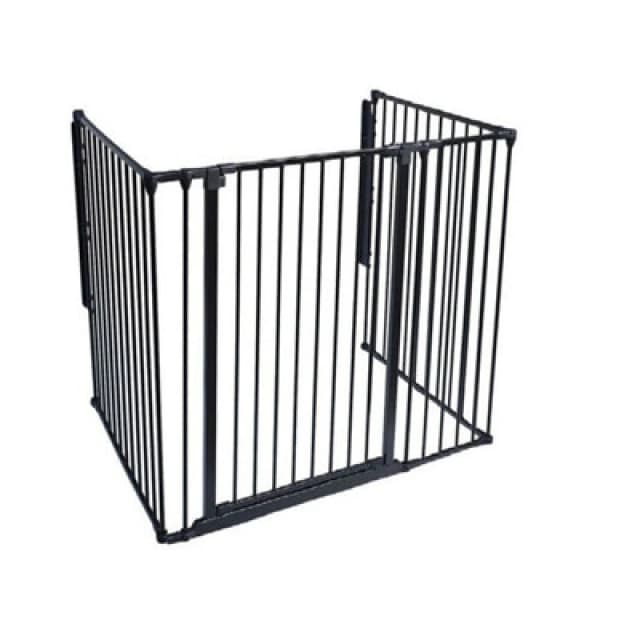 Safetots Extra Tall Multi Panel Fire Surround, 77Cm Deep X 118Cm Wide, Black, 105Cm High, Baby And Toddler Fire Guard