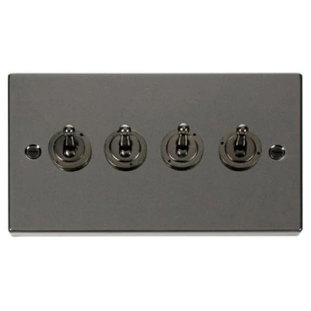 SE Home Black Nickel 4 Gang 2 Way 10AX Toggle Light Switch Black