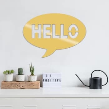Hello Metal Decor - Gold Gold Decorative Metal Wall Accessory