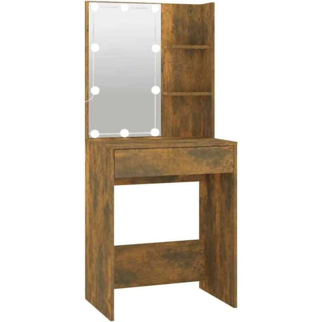 vidaXL Dressing Table with LED Smoked Oak 60x40x140 cm, Brown 820442