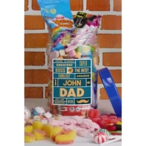 Personalised Best Dad Retro Sweet Standard Jar