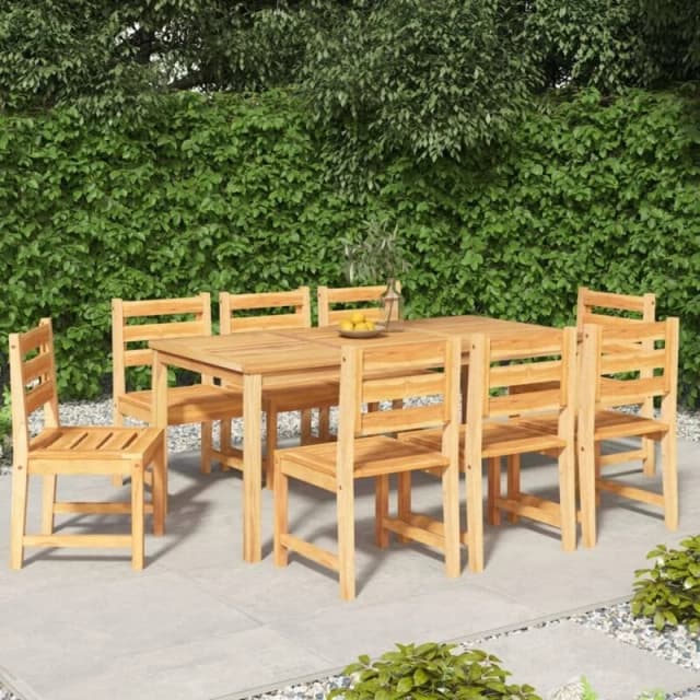 vidaXL 9 Piece Garden Dining Set Solid Wood Teak, Brown 3157190