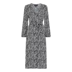 Mela London Black Zebra Print Midi Dress - Black