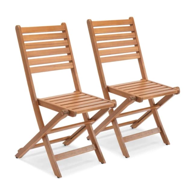 VonHaus Cannes Acacia Hardwood Folding Wooden Garden Chairs Set of 2 in Natural Size: 2 Pack Natural Unisex 2 Pack