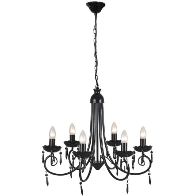 VIDAXL Pendant Ceiling Lamp Elegant Chandelier Black 6 Bulb Sockets vidaXL 240689