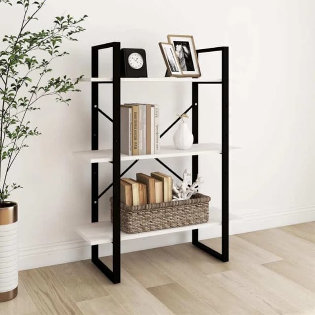 VIDAXL 3-Tier Book Cabinet White 80x30x105cm Solid Pine Wood Vidaxl 8720286568231