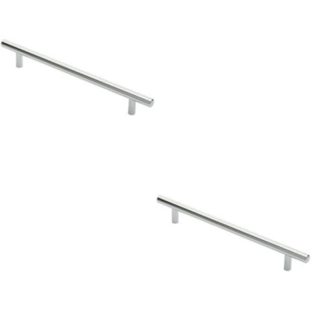 Loops 2x Round T Bar Cabinet Pull Handle 252 x 12mm 192mm Fixing Centres Chrome Multi unisex