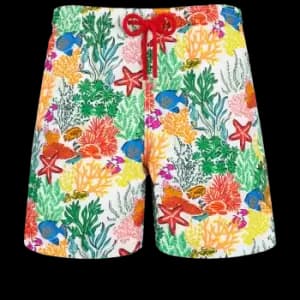Men Swim Trunks Fonds Marins Multicolores - Moorea - White - Size L - Vilebrequin