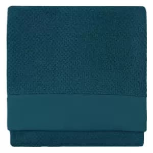 Textured Weave 100% Cotton 500gsm Bath Sheet, Blue - Furn