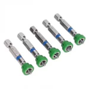 Power Tool Bit Pozi #2 with Magnetic Holder S2 50MM Pack of 5