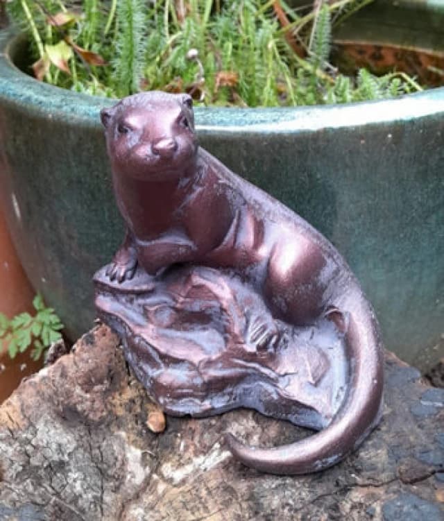 Inspirational Gifting Miniature Otter Sculpture Garden Ornament Statue