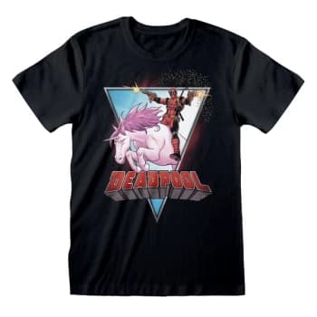 Marvel Comics Deadpool - Unicorn Rider Unisex Large T-Shirt - Black