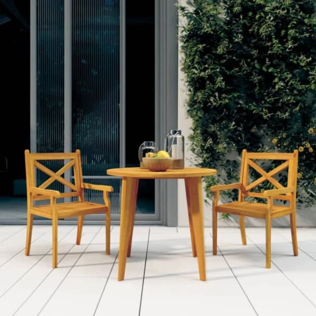vidaXL 3 Piece Garden Dining Set Solid Wood Acacia, Brown 3057997