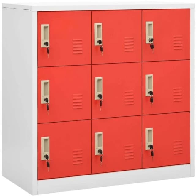 VIDAXL Locker Cabinets 2 pcs Light Grey and Red 90x45x92.5cm Steel Vidaxl 8720286847831
