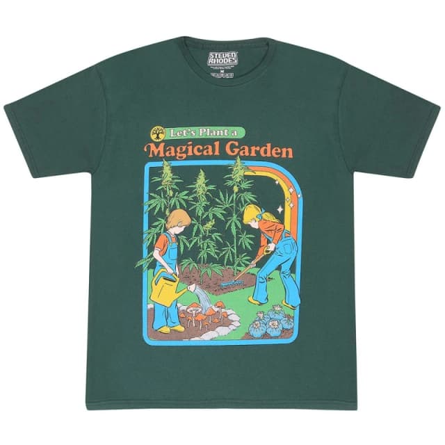 Steven Rhodes Mens Let's Plant A Magical Garden T-Shirt in Green Size: XL Green Male XL
