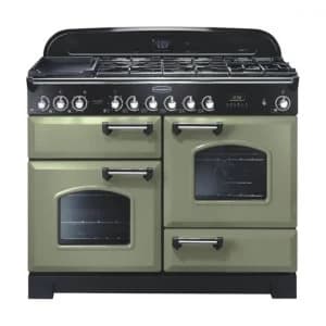 Rangemaster CDL110DFFOG-C Classic Deluxe 110cm Dual Fuel Range Cooker Olive Green