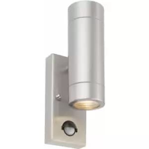 Up & Down IP44 Outdoor Wall Light with pir - 2 x 7W LED GU10 - Stainless Steel
