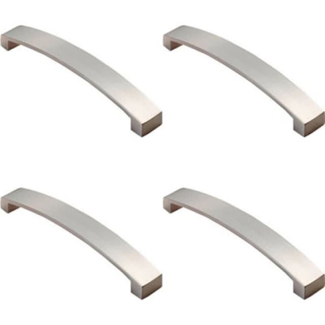 Loops 4x Flat Curved Bow Pull Handle 172 x 25mm 160mm Fixing Centres Satin Nickel Metallics unisex