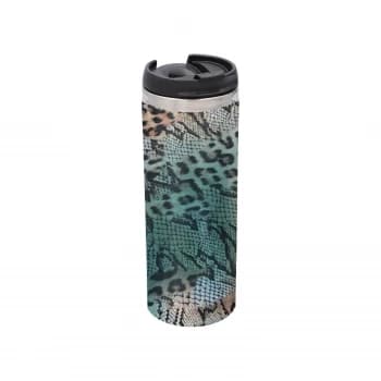 Colourful Animal Print Stainless Steel Thermo Travel Mug - Metallic Finish