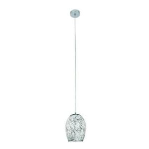 1 Light Ceiling Pendant Chrome, White with Mosaic Glass Shade, E27