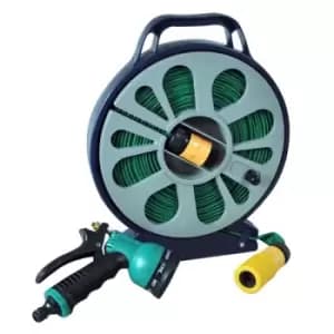 15m Lay-Flat Garden Hose Pipe with Storage Cassette