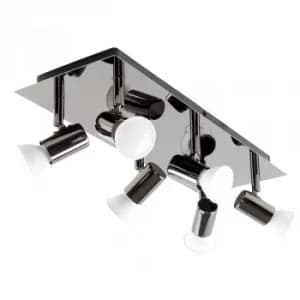 Consul 6-Way Rectangular Plate Spotlight Fitting in Black Chrome