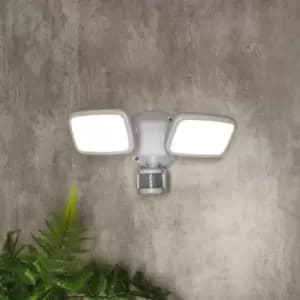 Zinc LYNN LED PIR Twin Security Spotlight 20W Cool White in White