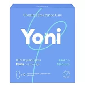 Yoni Organic Cotton Pads Medium Individually wrapped with wings (10)