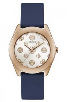 Guess Peony G Womens Blue Silicone Strap White Logo Watch