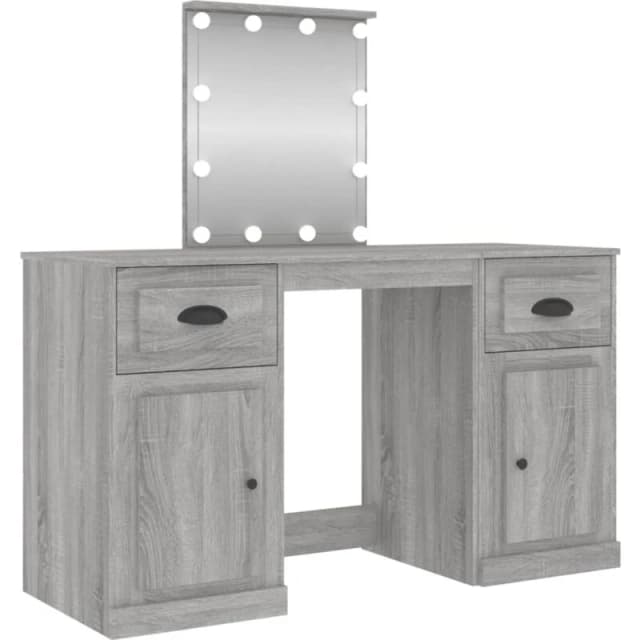 VIDAXL Dressing Table with LED Grey Sonoma 130x50x132.5cm Vidaxl 8720845822781