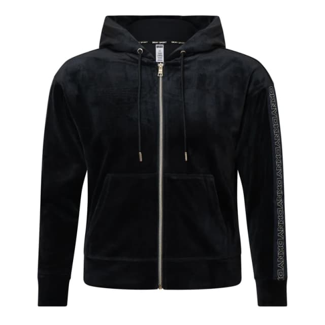 DKNY Velour Full-Zip Hoodie Black female M