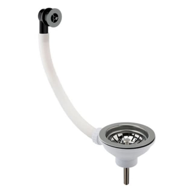 Balterley Fireclay Sink Basket Strainer Waste with Overflow Brushed Nickel 90mm Metallics