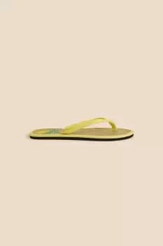 Lemon Embroidered Seagrass Flip Flops