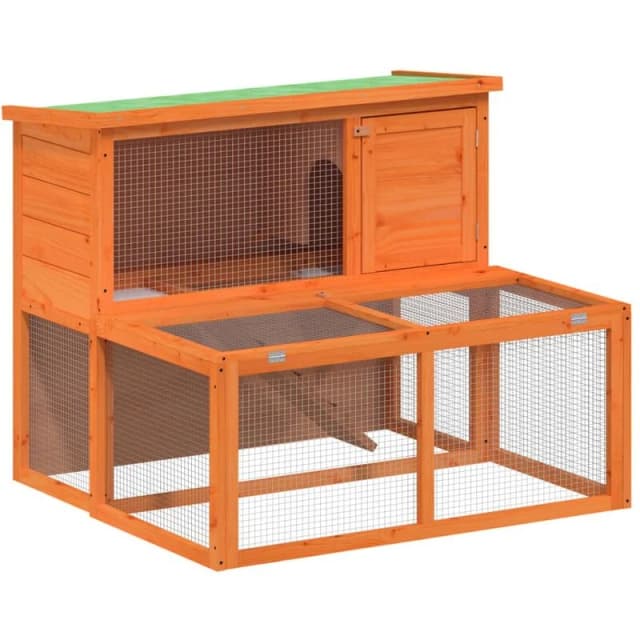 VIDAXL Rabbit Hutch Brown 102x90x84.5cm Solid Wood Pine vidaXL 8720845798574