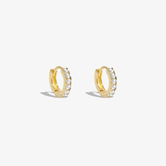 Inicio Inicio Gold Plated And Crystal Huggie Hoop Earrings - Gift Pouch Gold