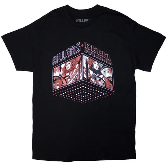 The Killers Mens Tour '24 Rebel Diamonds Back Print T-Shirt in Black Size: Large Black Male L
