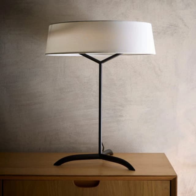 K Living Luna Black LED Table Lamp With White Shade
