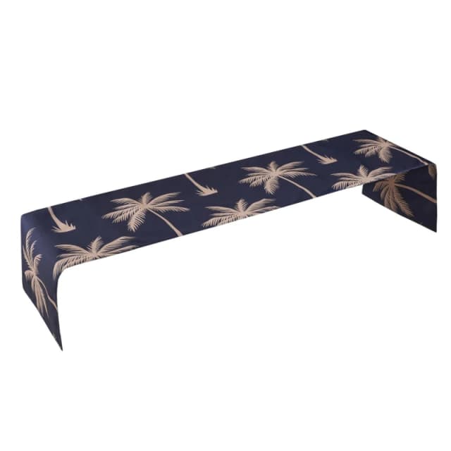 Luxury Living Palm Water Repellant Table Runner Mid Blue
