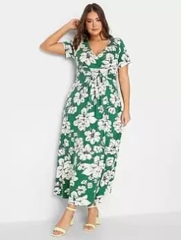 Yours Wrap Front Dress - Green, Size 18, Women