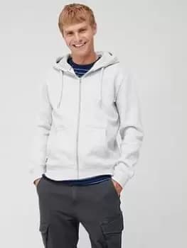 Superdry Vintage Logo Embroidered Zip Thru Hoodie, Grey Marl Size M Men