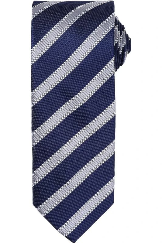Premier Premier Men Stripe Waffle Tie in Navy Navy One Size Male 5063425959952