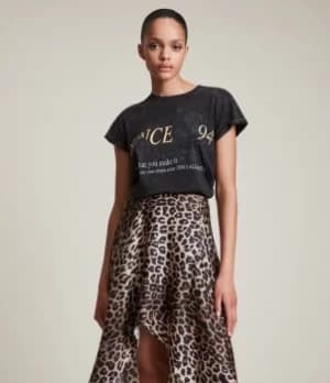 AllSaints Womens Lep Anna T-Shirt, Black, Size: 10