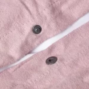 HOMESCAPES Pink Flannelette Brushed Cotton Duvet Cover Set King Size - Blush Pink - Blush Pink