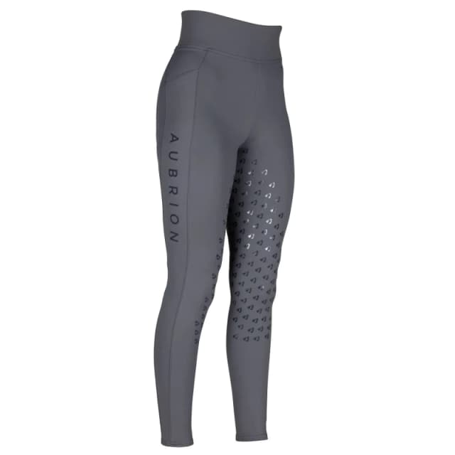 Aubrion Eltar Horse Riding Tights in Grey Size: 11-12 Years Grey Unisex 11-12 Years