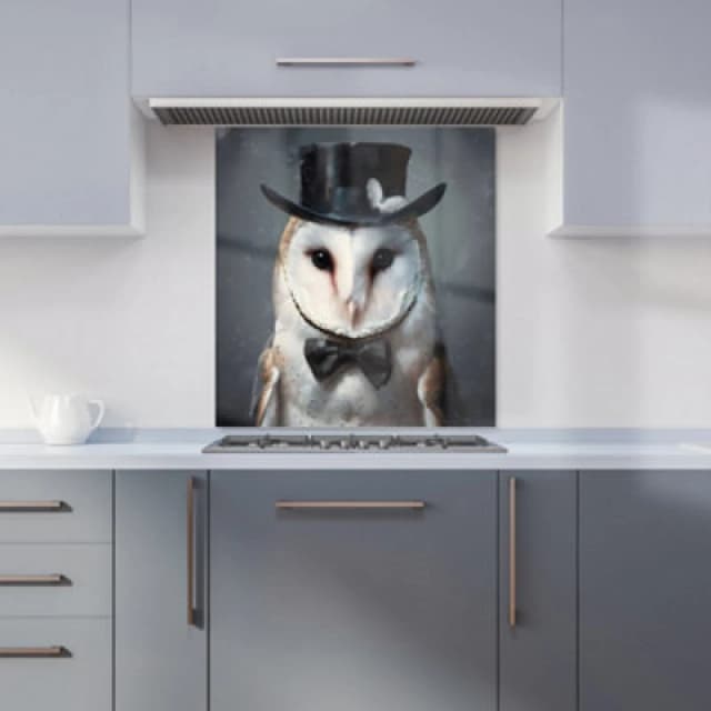 Warren Reed - Designer Owl In A Top Hat Kitchen Splashback W700Mm X H750Mm, Multi WR00901-P448
